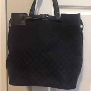 Authentic Gucci Black Leather Tote Laptop bag